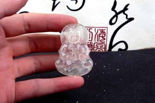 10% OFF- Certified Natural Icy Jadeite Emerald A Jade Handcarved Tablet Guanyin Pendant A2097