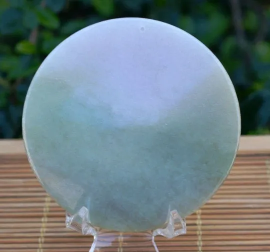 10% OFF- Certified Natural Icy Jadeite Emerald A Jade Handcarved Tablet Guanyin Pendant GA4424
