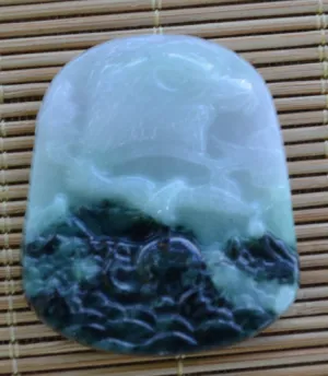10% OFF- Certified Natural Icy Jadeite Emerald A Jade Handcarved Tablet Lucky Eagle Pendant GS8957
