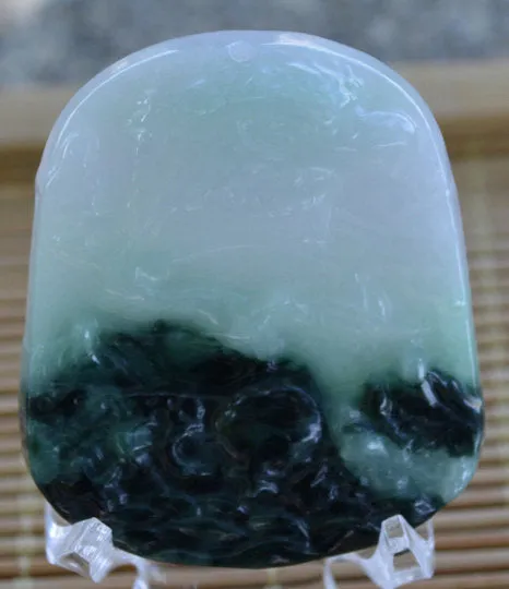 10% OFF- Certified Natural Icy Jadeite Emerald A Jade Handcarved Tablet Lucky Eagle Pendant GS8957