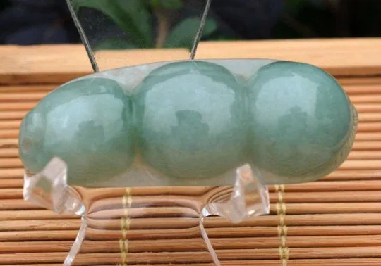 10% OFF- Certified Natural Icy Jadeite Emerald A Jade Handcarved Tablet Translucent Beans Pendant GS7055