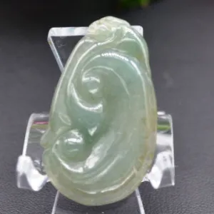 10% OFF- Certified Natural Icy Jadeite Emerald A Jade Tablet Translucent Ruyi Pendant A0990