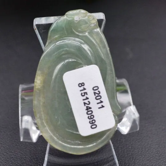 10% OFF- Certified Natural Icy Jadeite Emerald A Jade Tablet Translucent Ruyi Pendant A0990
