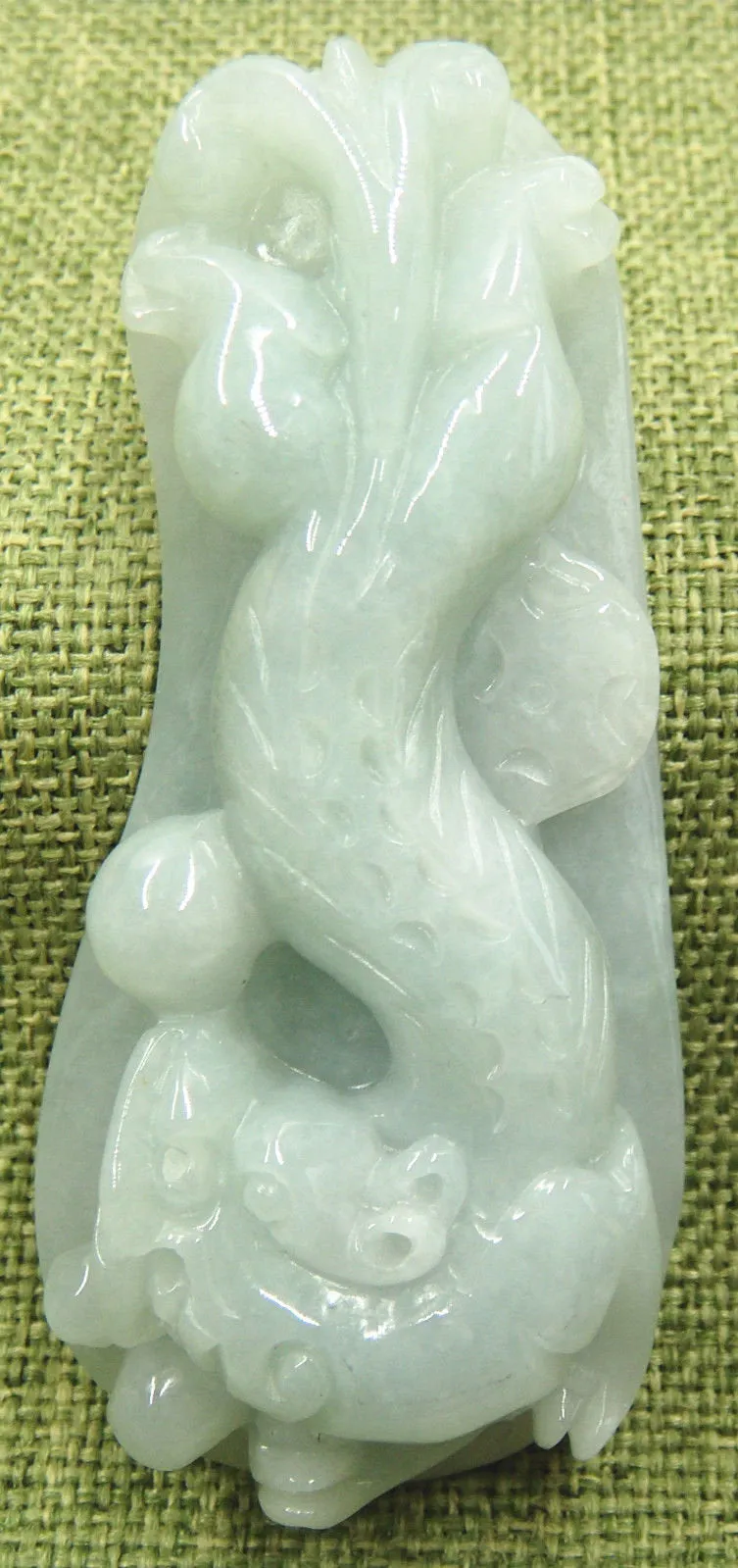 10% OFF- Certified Natural Icy Jadeite Emerald A*Jade HandCarved Dragon Ruyi Coin Pendant 7138