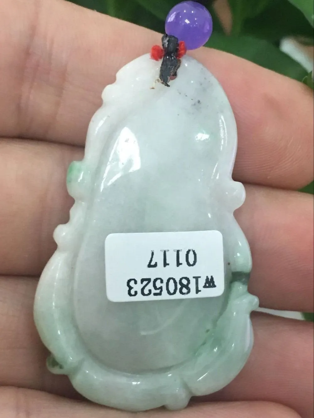 10% OFF- Certified Natural Icy Jadeite Emerald A*Jade HandCarved Flower Pendant W117