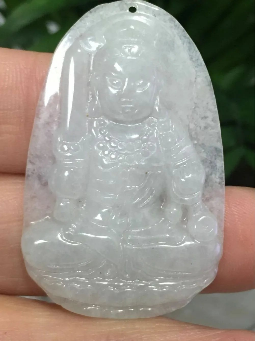 10% OFF- Certified Natural Icy Jadeite Emerald A*Jade HandCarved Guanyin Pendant X2501