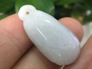 10% OFF- Certified Natural Icy Jadeite Emerald A*Jade HandCarved Pendant 1383