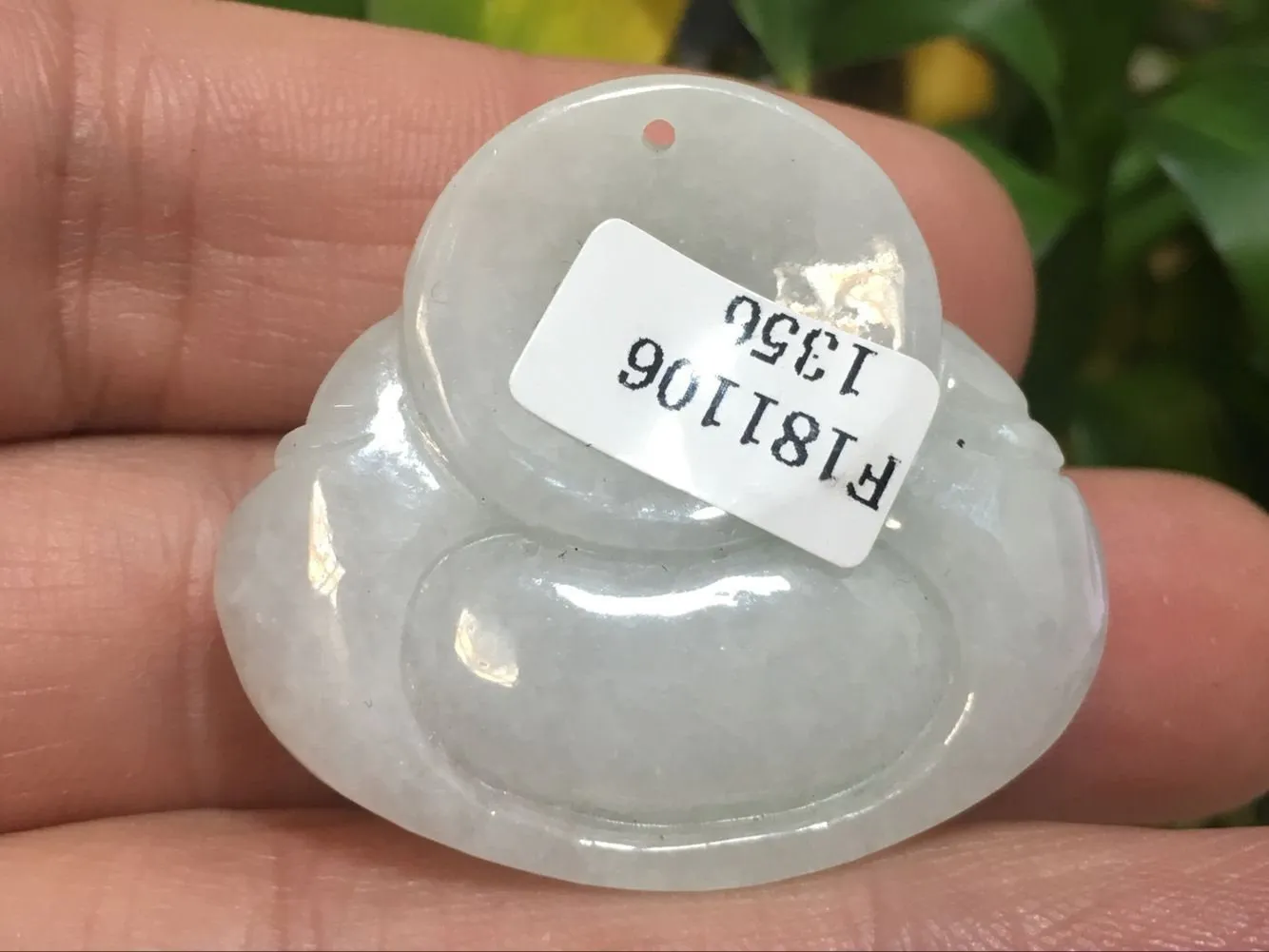 10% OFF- Certified Natural Icy Jadeite Emerald A*Jade HandCarved Pendant Happy Buddha God 开心佛公1365