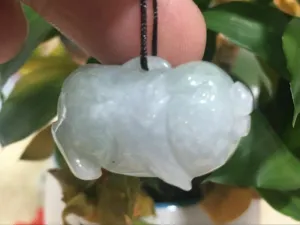 10% OFF- Certified Natural Icy Jadeite Emerald A*Jade HandCarved Piggy 小猪 Pendant 2518
