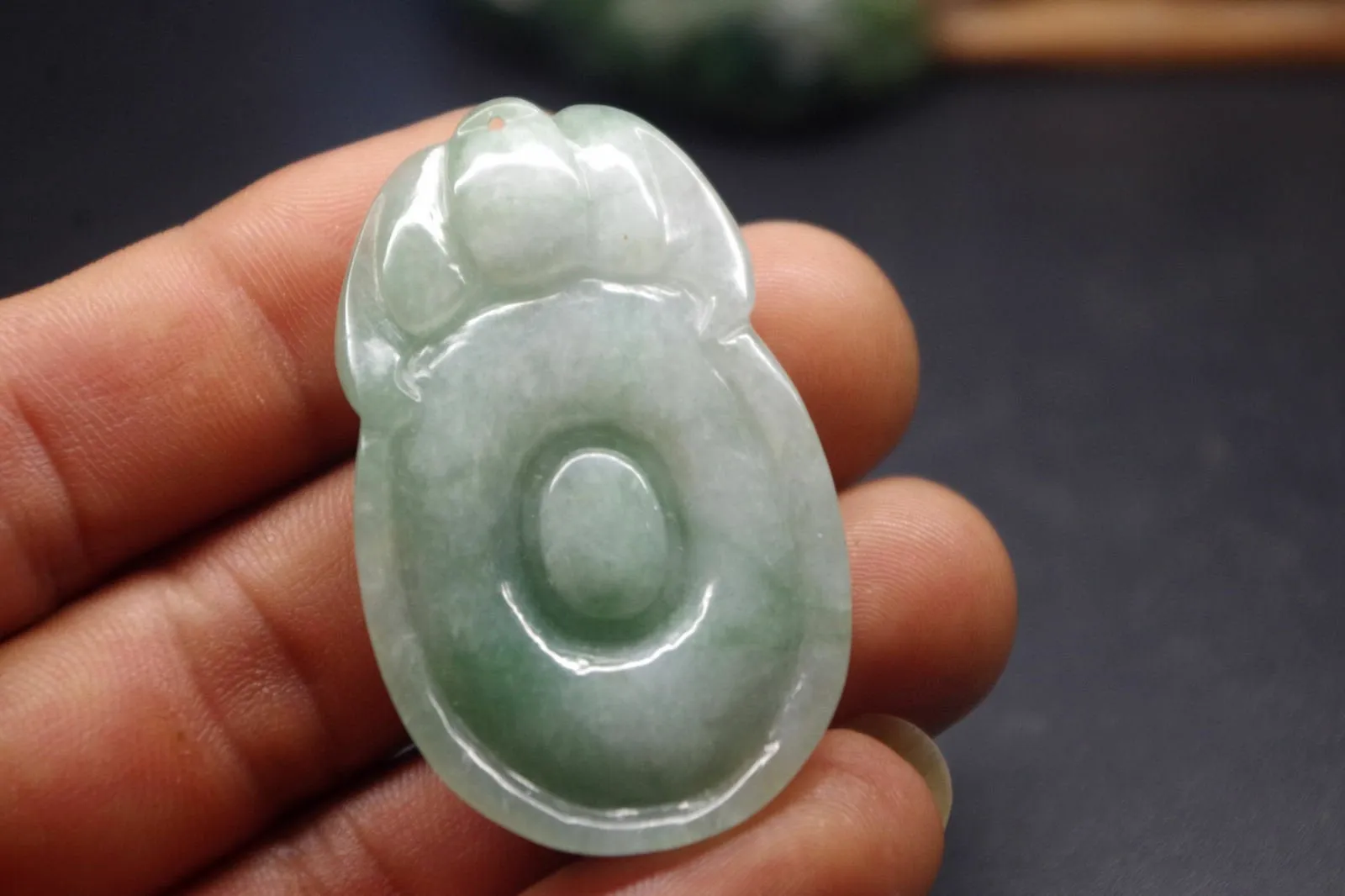 10% OFF- Certified Natural Icy Jadeite Emerald A*Jade HandCarved Ruyi Dragon Pendant X1820