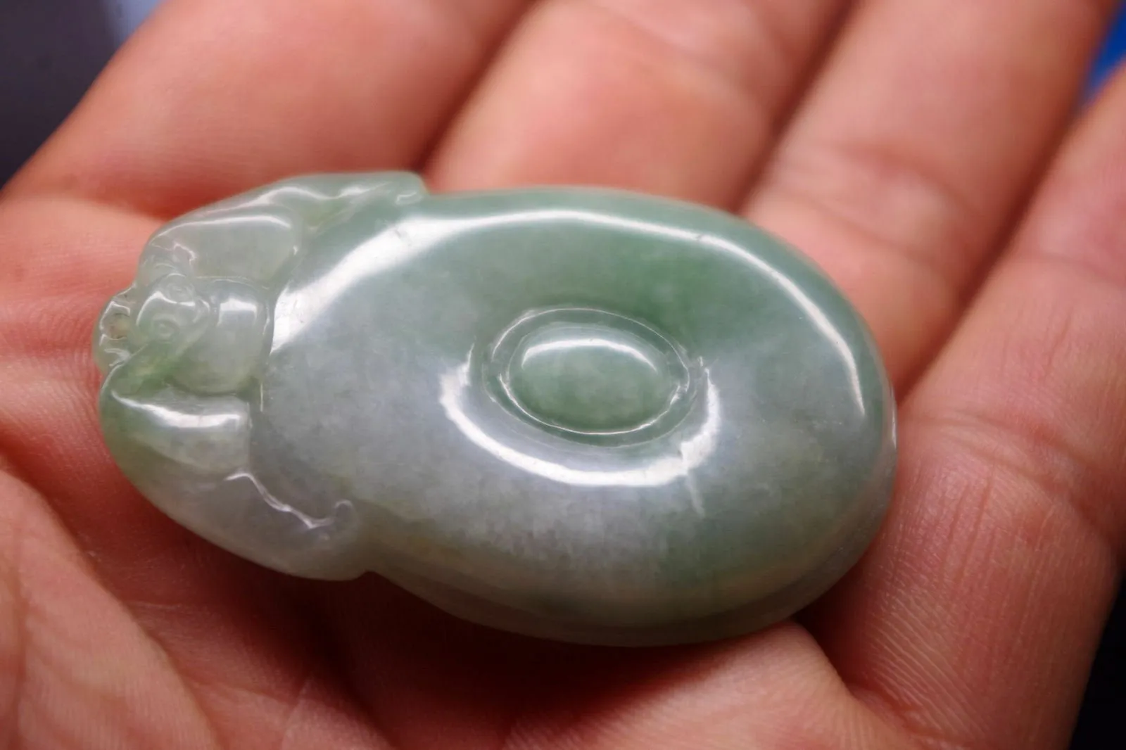 10% OFF- Certified Natural Icy Jadeite Emerald A*Jade HandCarved Ruyi Dragon Pendant X1820