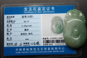 10% OFF- Certified Natural Icy Jadeite Emerald A*Jade HandCarved Ruyi Dragon Pendant X1820