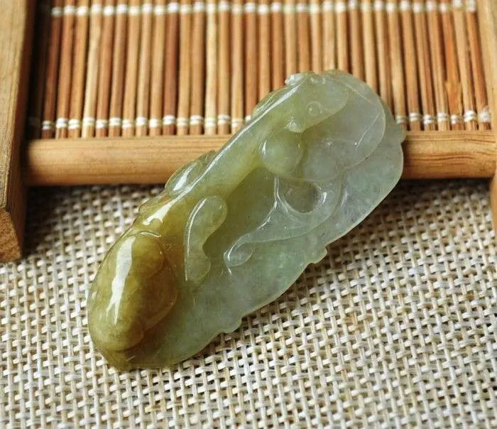 10% OFF- Certified Natural Icy Jadeite Emerald Jade Tablet Dragon Pendant 《Grade A》3339