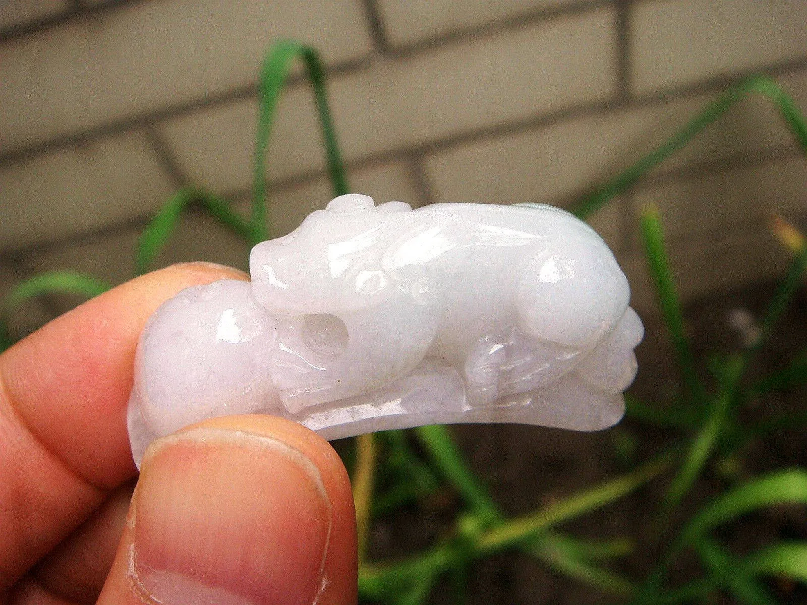 10% OFF- Certified Natural Icy Jadeite Emerald Jade Translucent Dragon-Pixiu Pendant《Grade A》4654