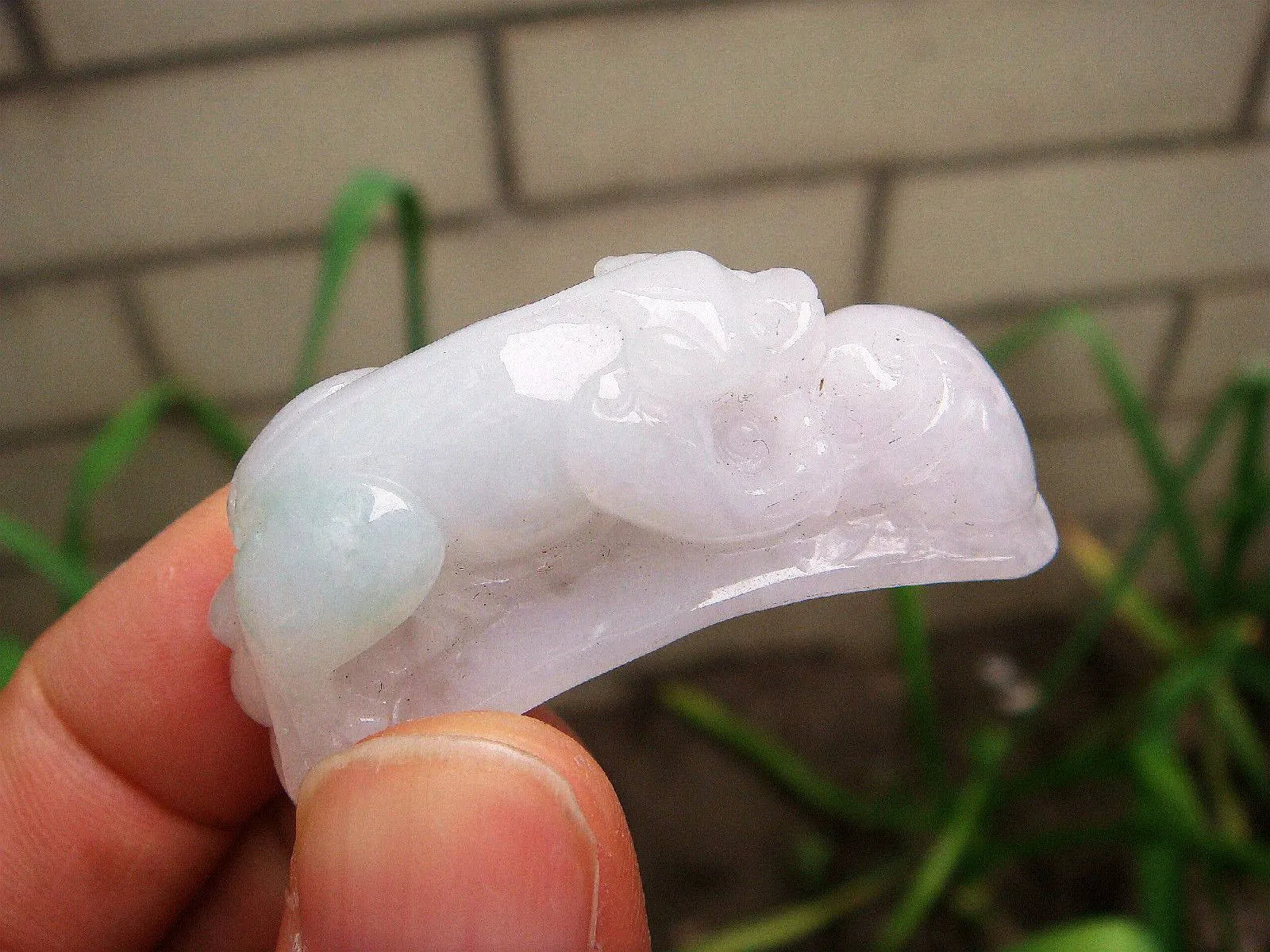 10% OFF- Certified Natural Icy Jadeite Emerald Jade Translucent Dragon-Pixiu Pendant《Grade A》4654