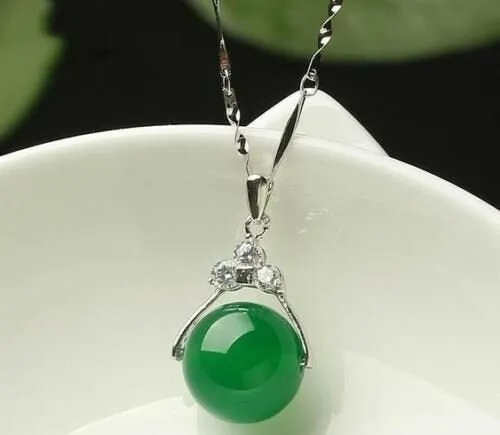 10% OFF- Certified Natural Jadeite Emerald A Jade Bead Pendant-Silver necklace with Gift Box