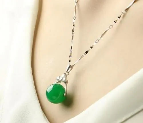 10% OFF- Certified Natural Jadeite Emerald A Jade Bead Pendant-Silver necklace with Gift Box