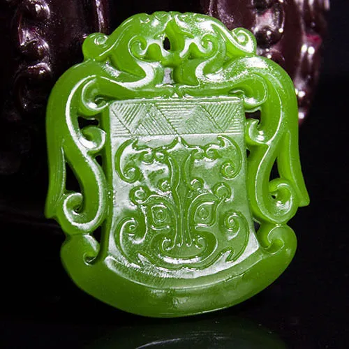 10% OFF- Certified Natural Jadeite Emerald A Jade HandCarved Double-Dragons Pendant
