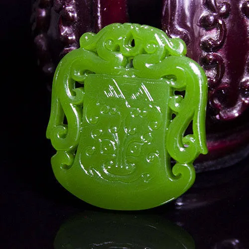 10% OFF- Certified Natural Jadeite Emerald A Jade HandCarved Double-Dragons Pendant