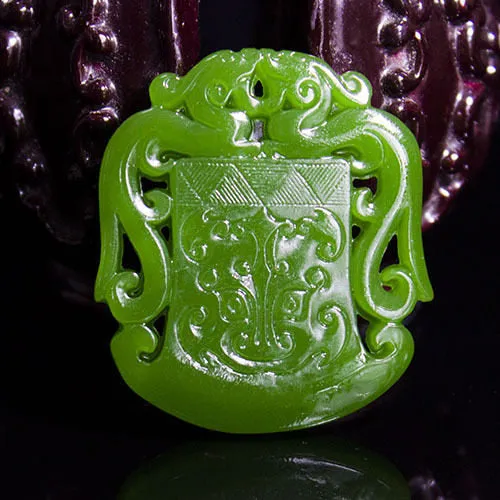 10% OFF- Certified Natural Jadeite Emerald A Jade HandCarved Double-Dragons Pendant