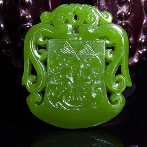 10% OFF- Certified Natural Jadeite Emerald A Jade HandCarved Double-Dragons Pendant