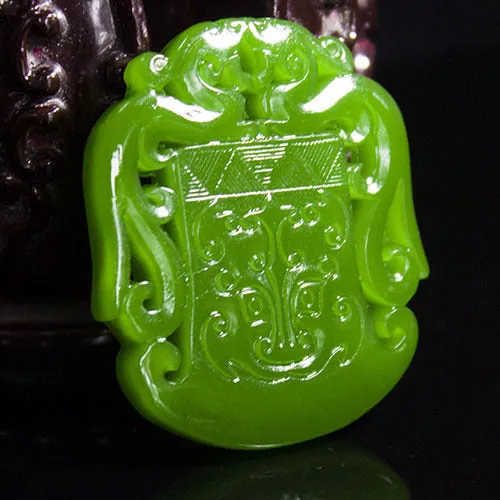 10% OFF- Certified Natural Jadeite Emerald A Jade HandCarved Double-Dragons Pendant