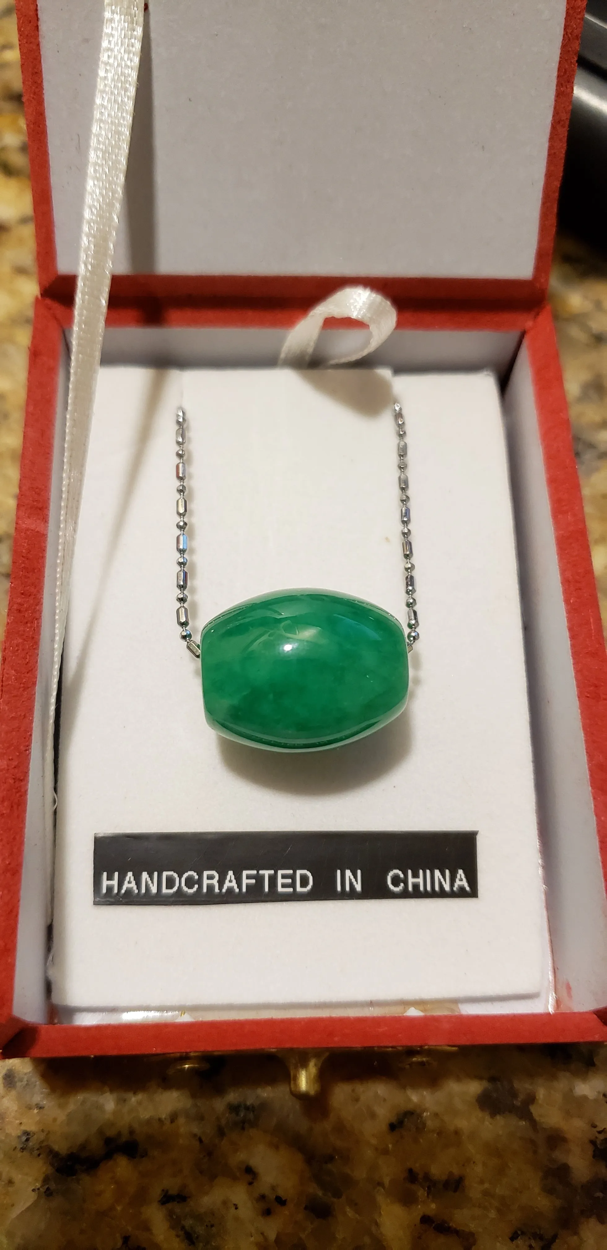 10% OFF- Certified Natural Jadeite Emerald A Jade Handcrafted Bead Pendant-Silver Necklace