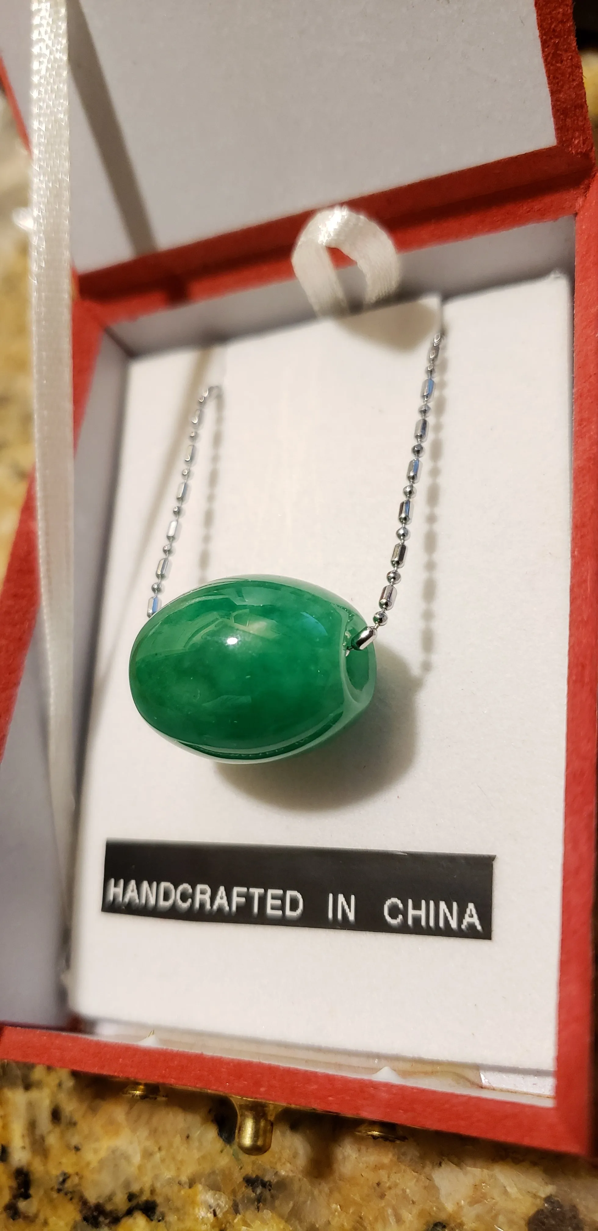 10% OFF- Certified Natural Jadeite Emerald A Jade Handcrafted Bead Pendant-Silver Necklace