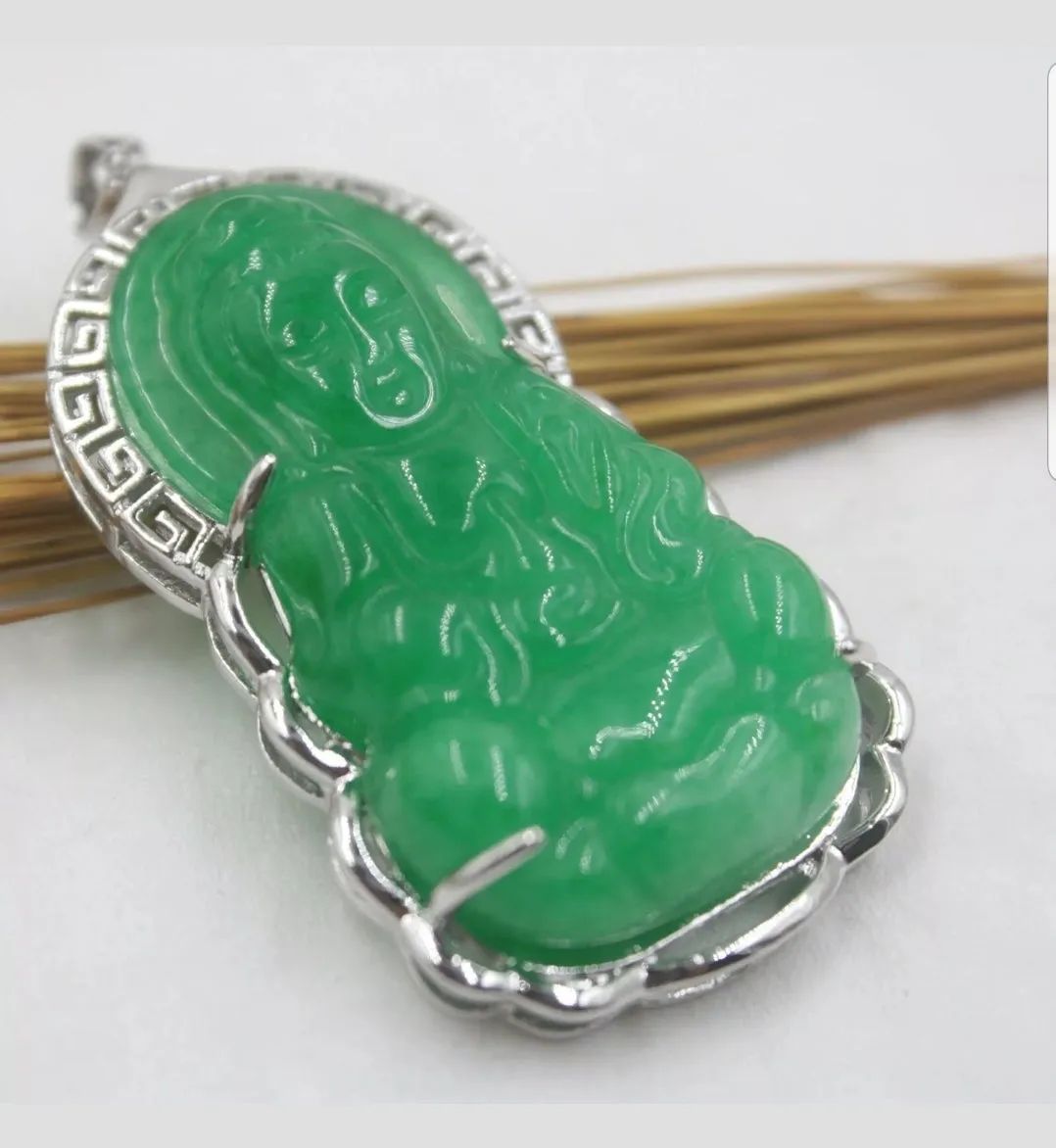 10% OFF- Certified Natural Jadeite Emerald A Jade Handcrafted Guanyin Pendant