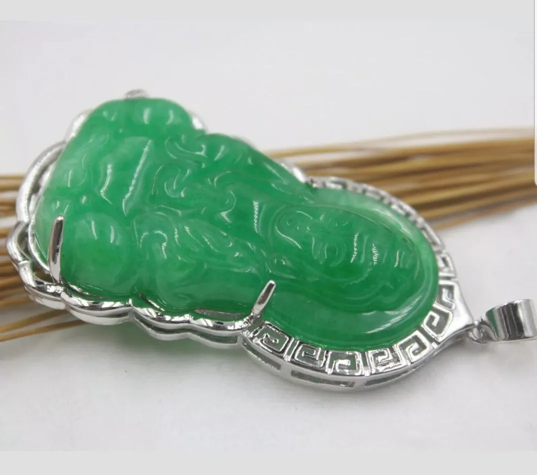 10% OFF- Certified Natural Jadeite Emerald A Jade Handcrafted Guanyin Pendant