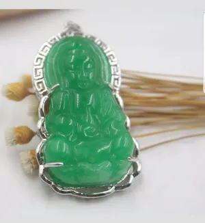 10% OFF- Certified Natural Jadeite Emerald A Jade Handcrafted Guanyin Pendant