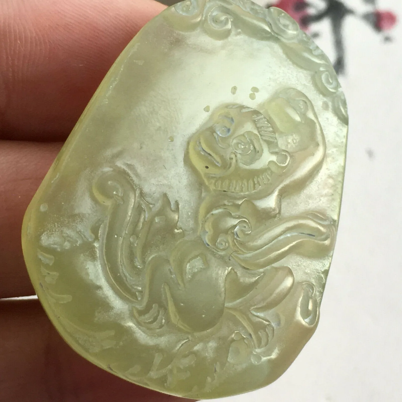 10% OFF- Certified Natural Jadeite Emerald A Jade Ruyi Monkey Pendant K1067