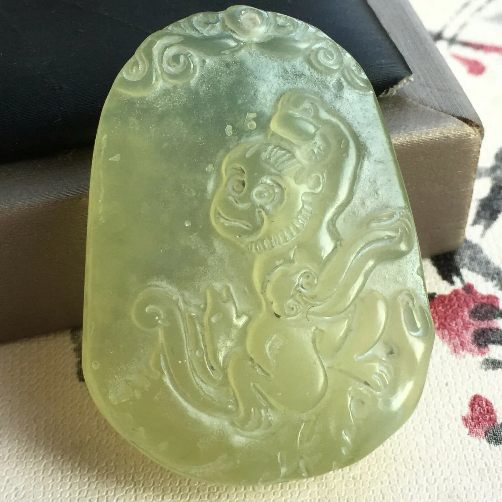 10% OFF- Certified Natural Jadeite Emerald A Jade Ruyi Monkey Pendant K1067