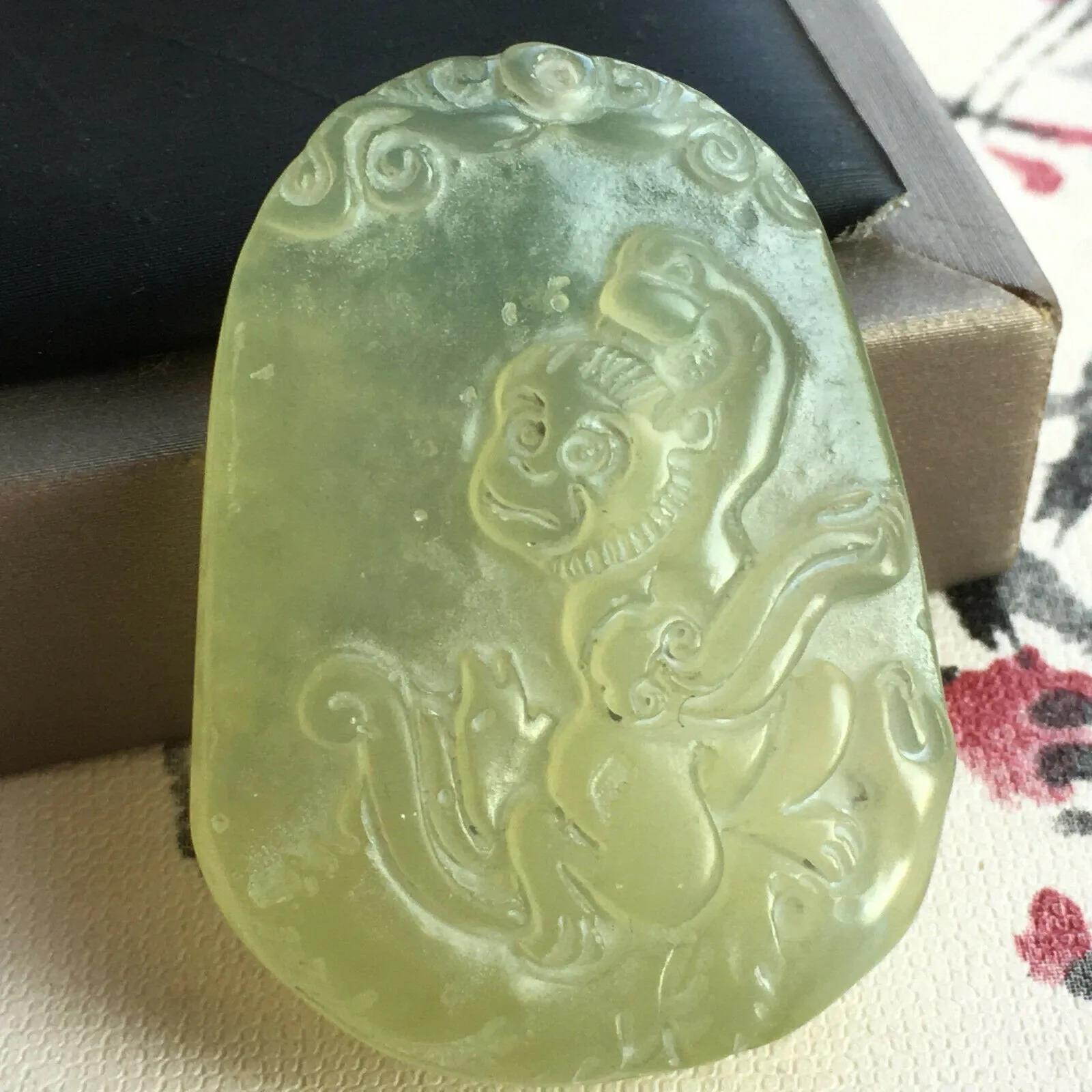 10% OFF- Certified Natural Jadeite Emerald A Jade Ruyi Monkey Pendant K1067