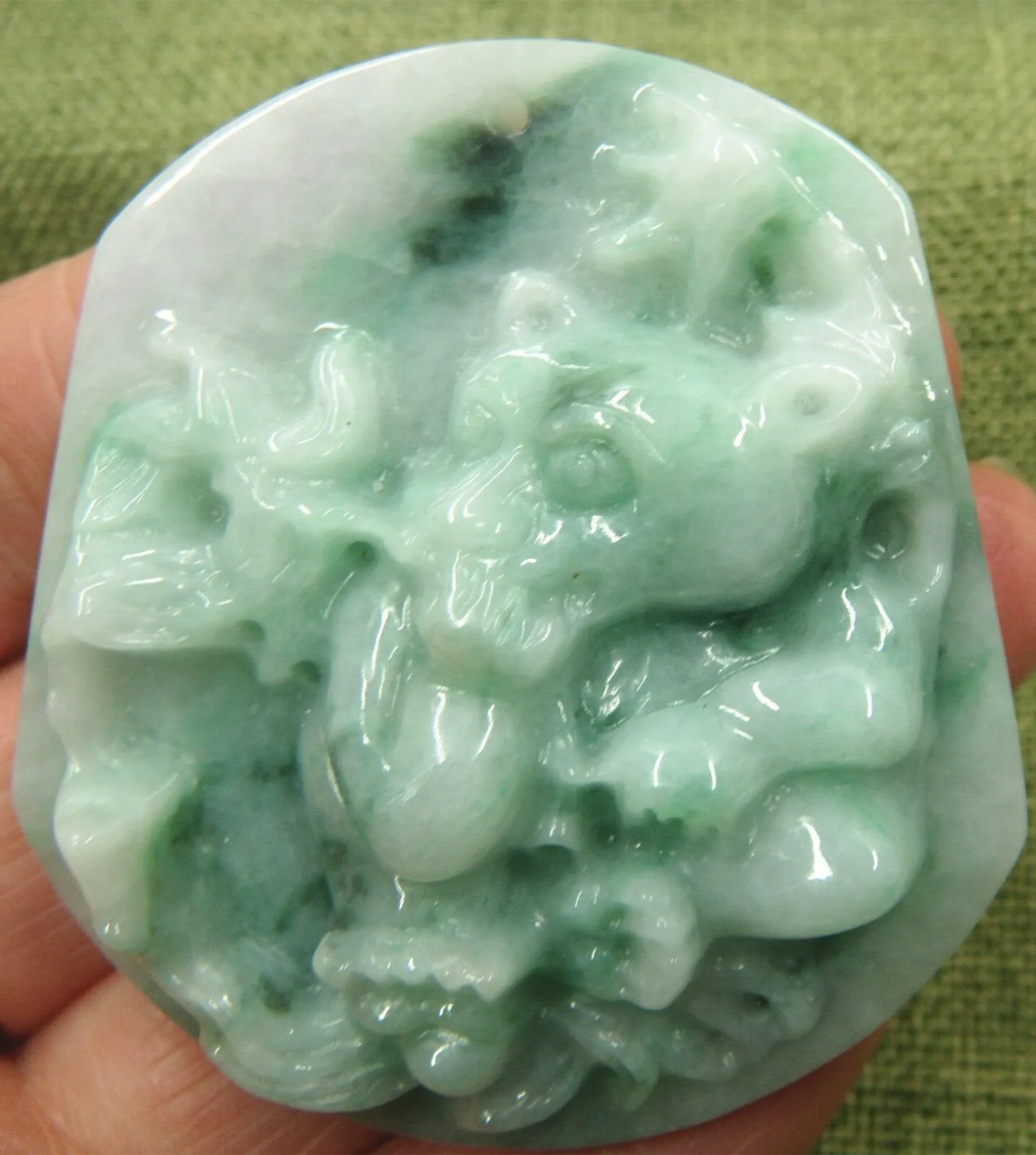 10% OFF- Certified Natural Jadeite Emerald A*Jade HandCarved Bamboo Panda Pendant C1567