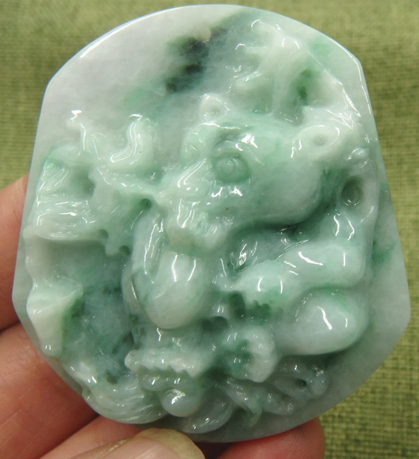 10% OFF- Certified Natural Jadeite Emerald A*Jade HandCarved Bamboo Panda Pendant C1567