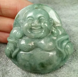 10% OFF- Certified Natural Jadeite Emerald A*Jade HandCarved Buddha Pendant 0220