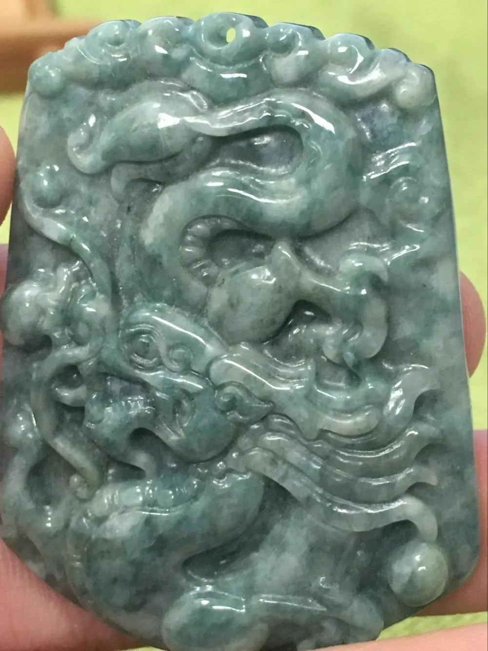 10% OFF- Certified Natural Jadeite Emerald A*Jade HandCarved Dragon Pendant C4757
