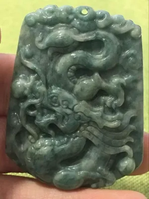 10% OFF- Certified Natural Jadeite Emerald A*Jade HandCarved Dragon Pendant C4757