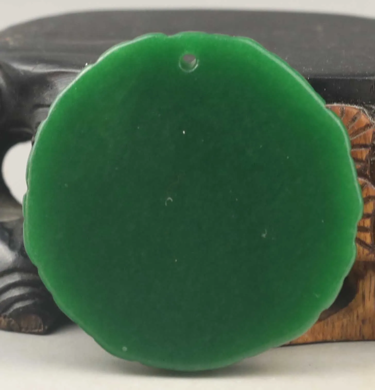 10% OFF- Certified Natural Jadeite Emerald A*Jade HandCarved Dragon-Phoenix Pendant NO.E804