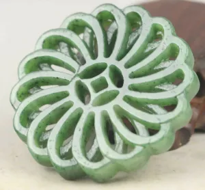 10% OFF- Certified Natural Jadeite Emerald A*Jade HandCarved Flower Pendant A1940