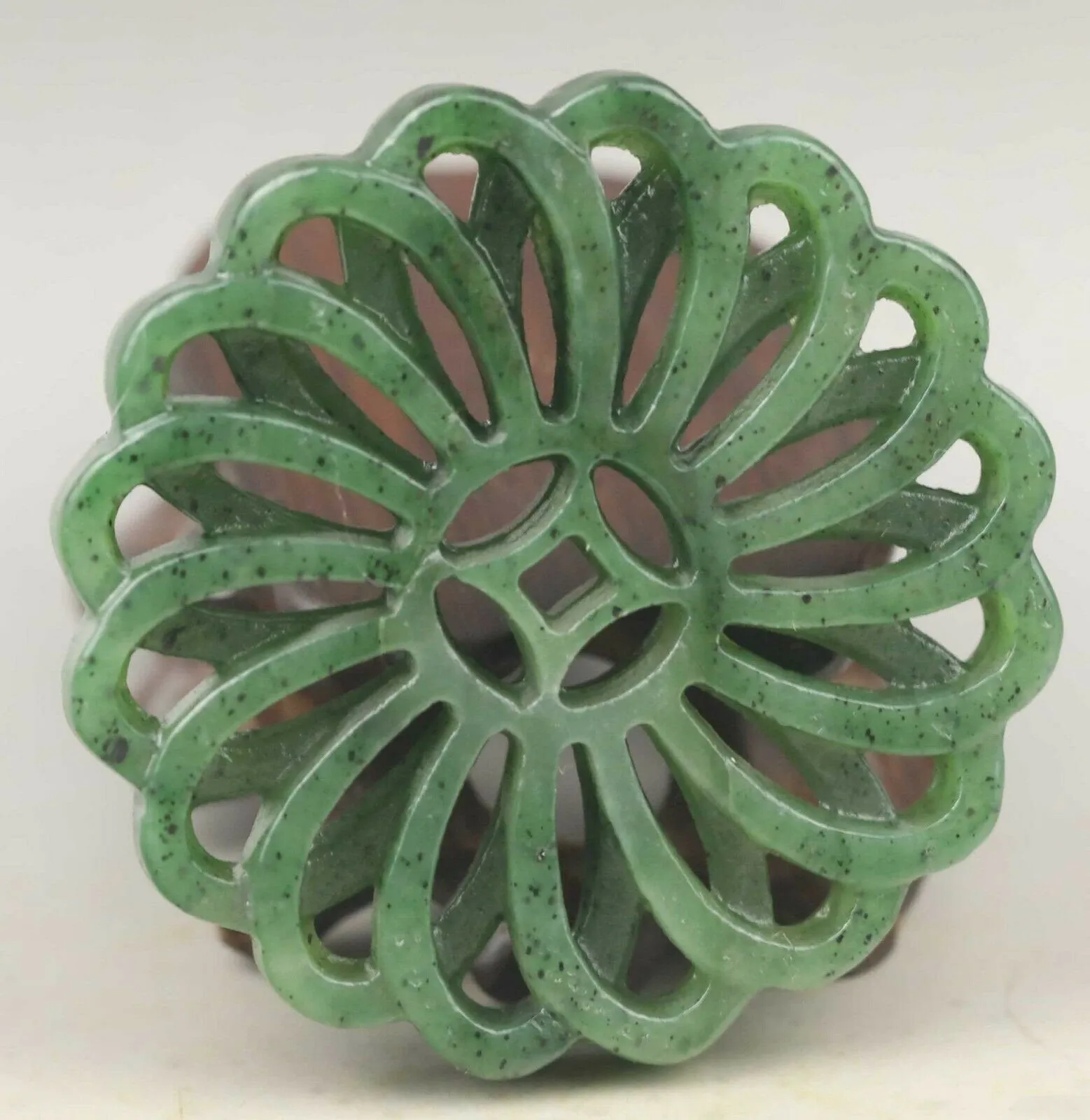 10% OFF- Certified Natural Jadeite Emerald A*Jade HandCarved Flower Pendant A1940
