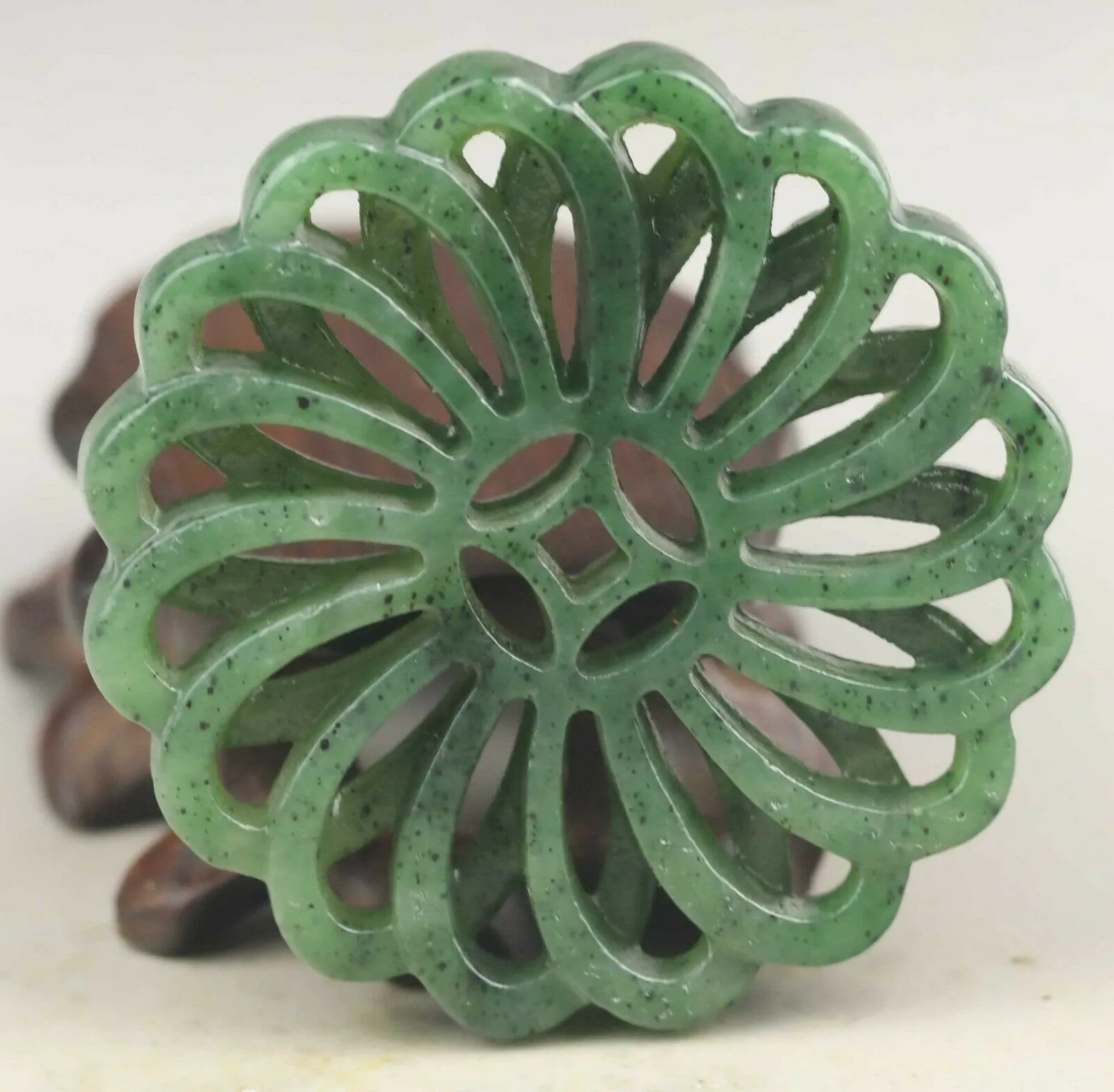 10% OFF- Certified Natural Jadeite Emerald A*Jade HandCarved Flower Pendant A1940
