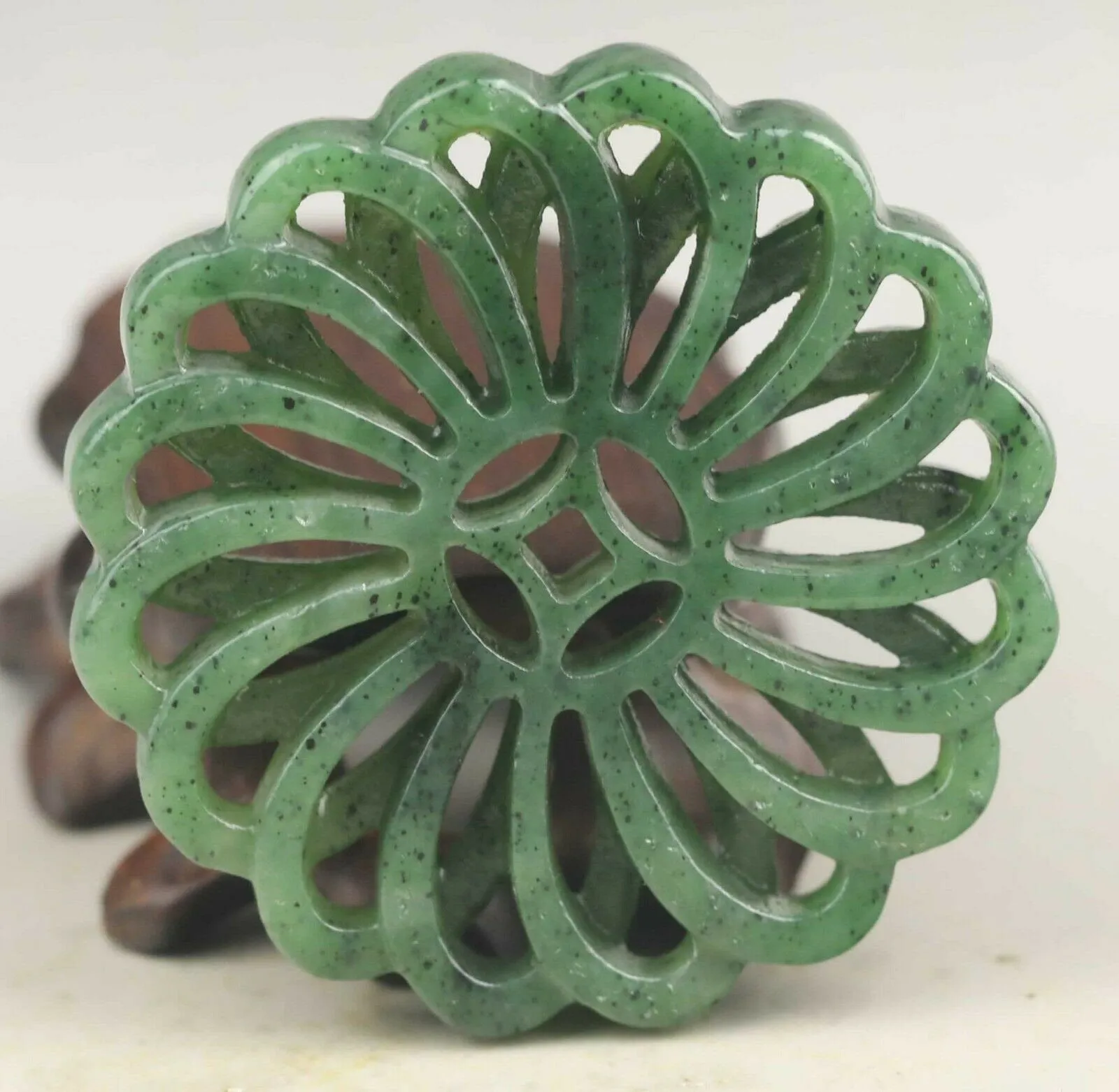 10% OFF- Certified Natural Jadeite Emerald A*Jade HandCarved Flower Pendant A1940
