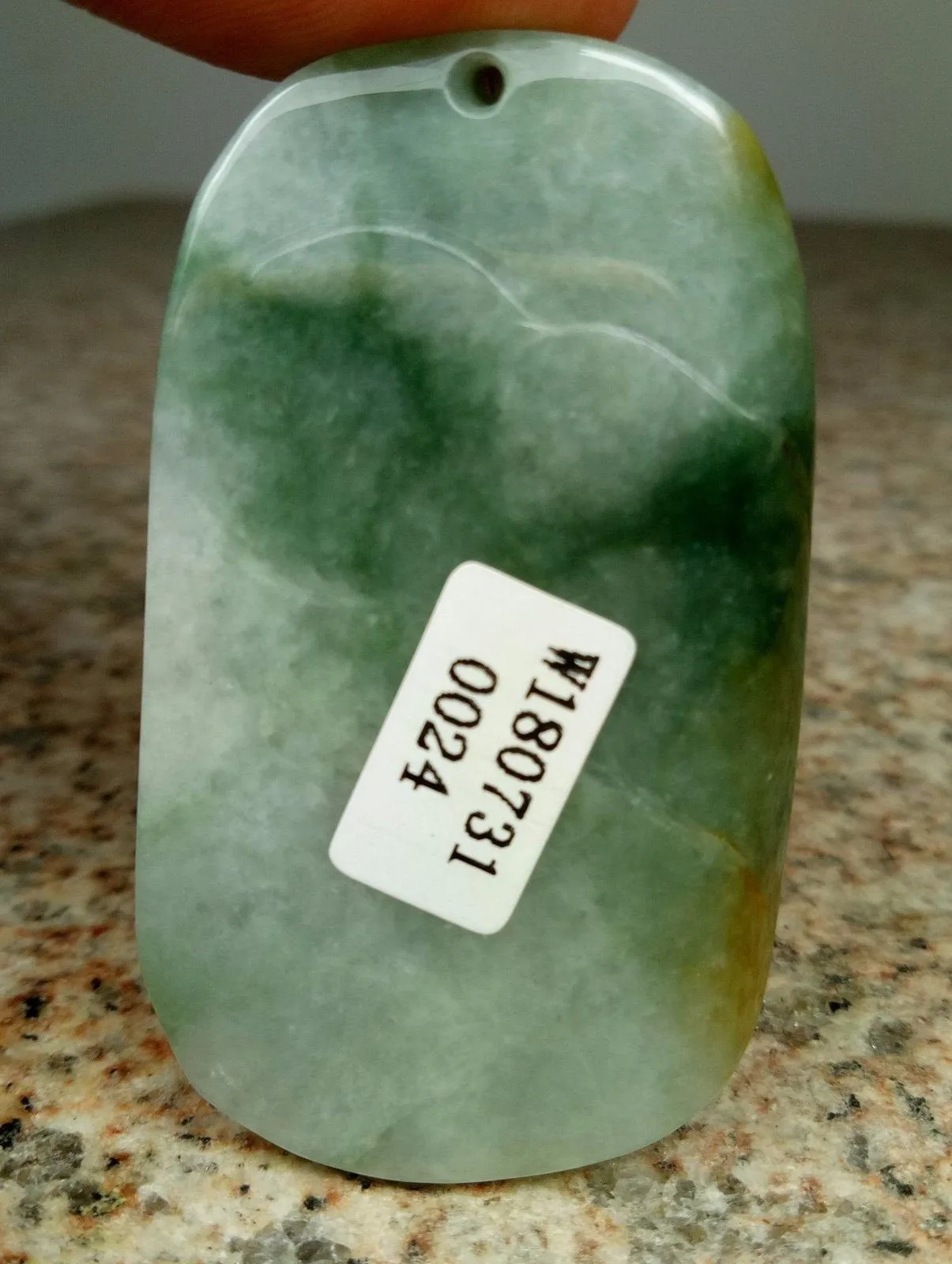10% OFF- Certified Natural Jadeite Emerald A*Jade HandCarved Gold Fish Ruyi Pendant 0024