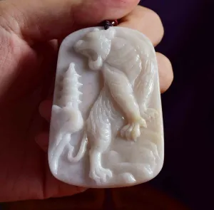 10% OFF- Certified Natural Jadeite Emerald A*Jade HandCarved Green Yellow Red Pendant Tiger 虎虎生威 5147