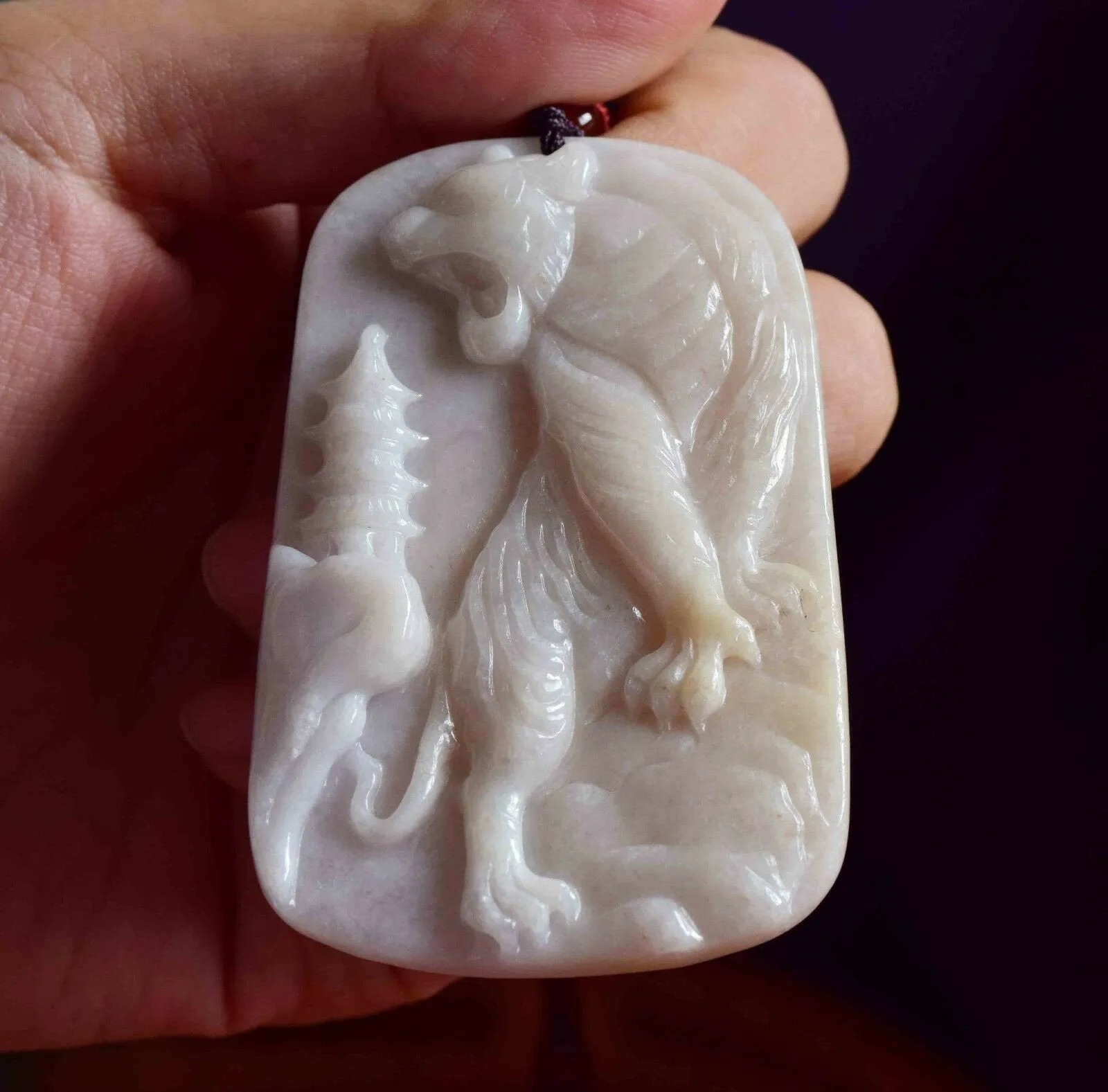 10% OFF- Certified Natural Jadeite Emerald A*Jade HandCarved Green Yellow Red Pendant Tiger 虎虎生威 5147