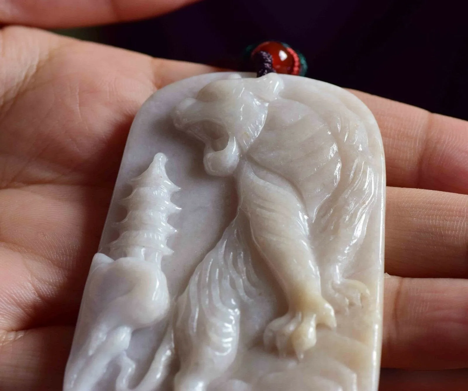 10% OFF- Certified Natural Jadeite Emerald A*Jade HandCarved Green Yellow Red Pendant Tiger 虎虎生威 5147