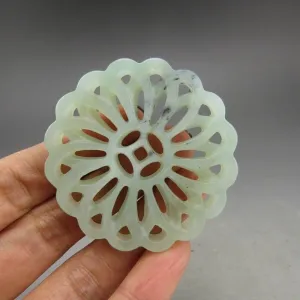 10% OFF- Certified Natural Jadeite Emerald A*Jade HandCarved Hongshan Culture flower Pendant A108