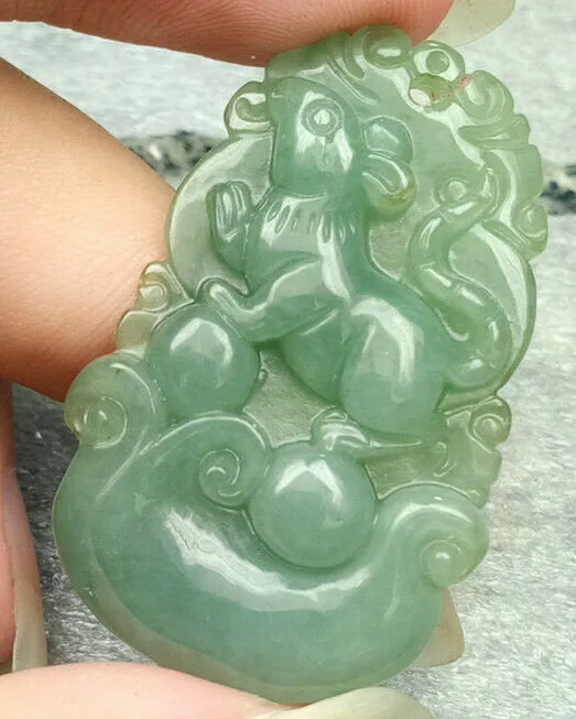 10% OFF- Certified Natural Jadeite Emerald A*Jade HandCarved Mouse Coin 代代数钱 Pendant N6083